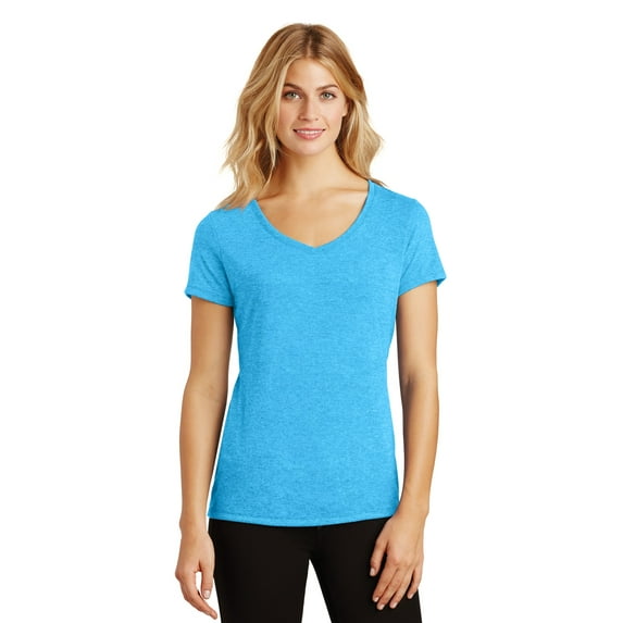 District Made Ladies Perfect Tri V Neck Tee-3XL (Turquoise Frost)