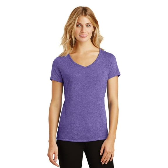 District Made Ladies Perfect Tri V Neck Tee-S (Purple Frost)