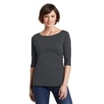 thumbnail image 1 of District ® Women's Perfect Weight ® 3/4-Sleeve Tee. DM107L - Charcoal Size M, 1 of 6