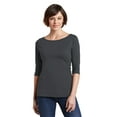 thumbnail image 1 of District Made Ladies Perfect Weight 3/4 Sleeve Tee-S (Charcoal), 1 of 6