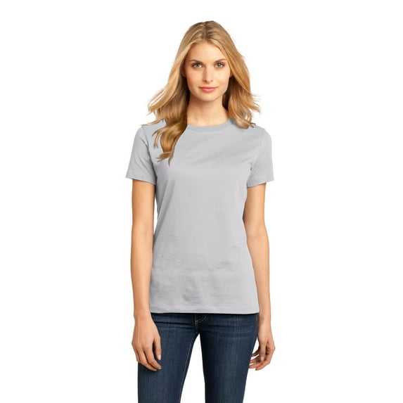 District Made Ladies Perfect Weight Crew Tee-4XL (Silver)