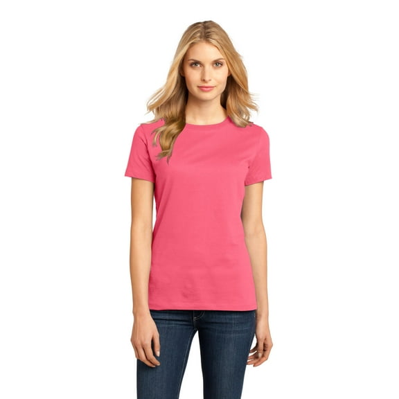District Made Ladies Perfect Weight Crew Tee-M (Coral)