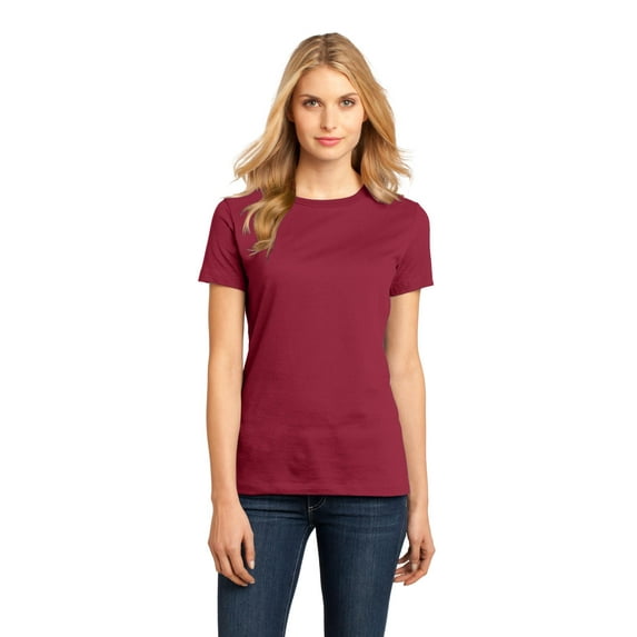 District Made Ladies Perfect Weight Crew Tee-M (Sangria)