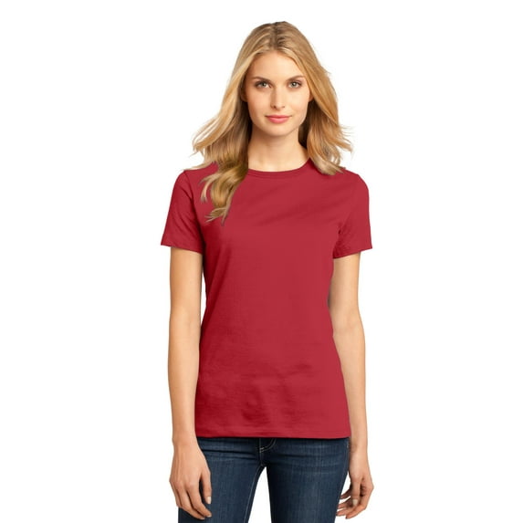 District Made Ladies Perfect Weight Crew Tee-S (Classic Red)