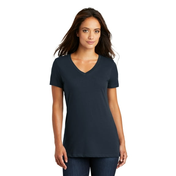 District Made Ladies Perfect Weight Neck Tee-XL (New Navy)