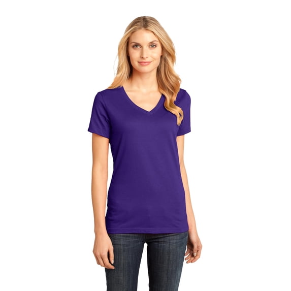 District Made Ladies Perfect Weight Neck Tee-XS (Purple)