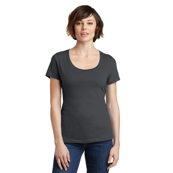District Made Ladies Perfect Weight Scoop Tee-2XL (Charcoal)