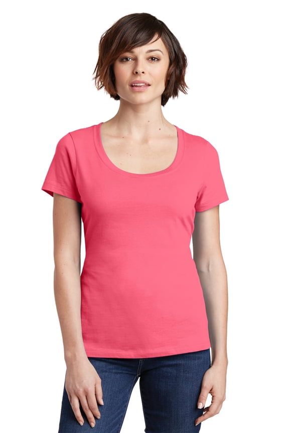 Ladies Perfect Weight Scoop Tee-4XL (Coral)