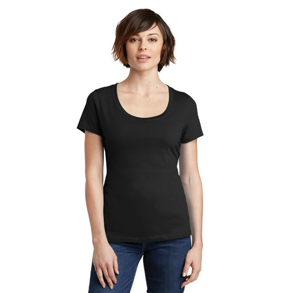 District Made Ladies Perfect Weight Scoop Tee-4XL (Jet Black)