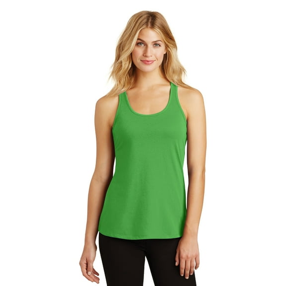 District Made Ladies Solid Gathered Racerback Tank-S (Apple Green)
