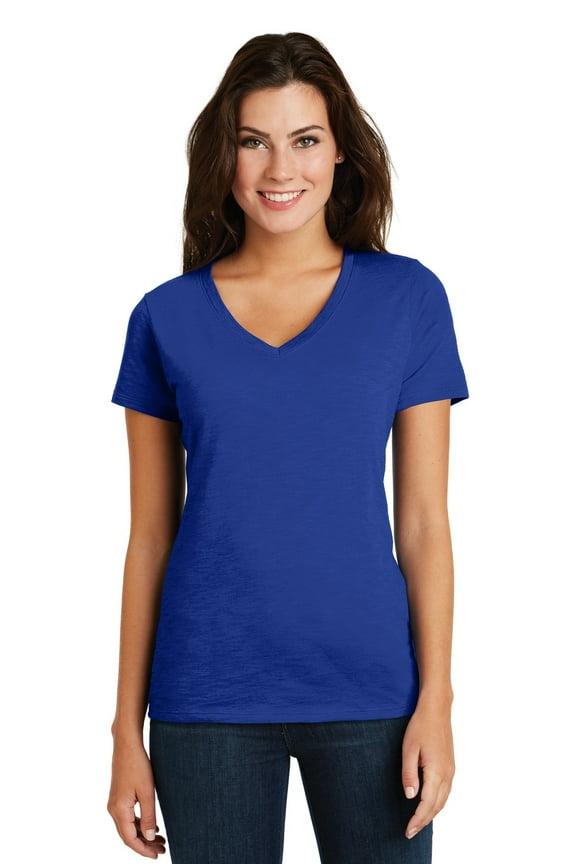 Ladies Super Slub Neck Tee-L (Deep Royal)