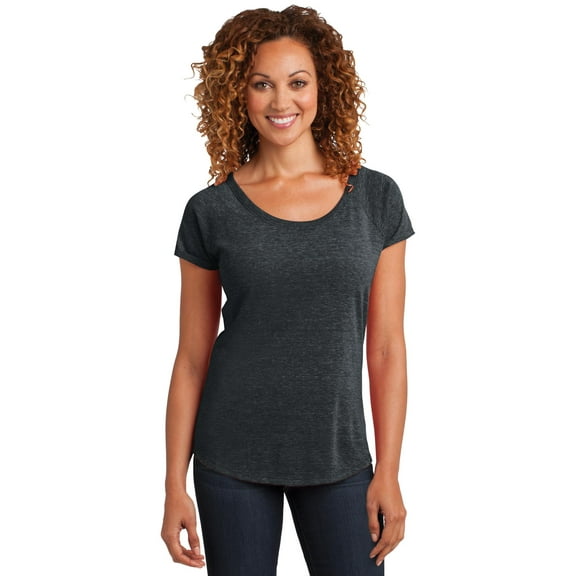 District Made Ladies Tri-Blend Scoop Tee Dm443 - Charcoal Heather - XS