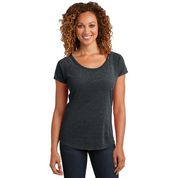 District Made Ladies Tri-Blend Scoop Tee Dm443 - Charcoal Heather - XS