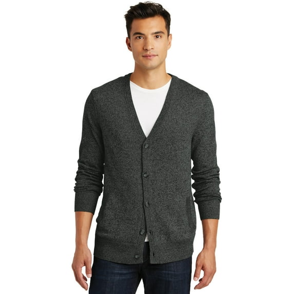District Made Mens Cardigan Sweater-3XL (Black)