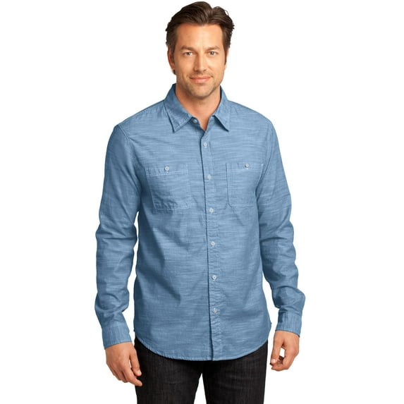 District Made Mens Long Sleeve Washed Woven Shirt. DM3800