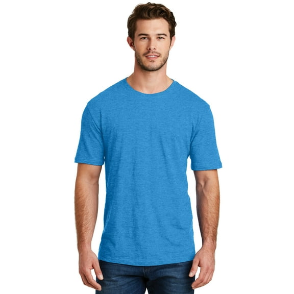 District Made Mens Perfect Blend Crew Tee-3XL (Heathered Bright Turquoise)