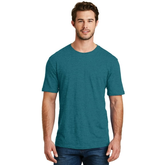 District Made Mens Perfect Blend Crew Tee-M (Heathered Teal)