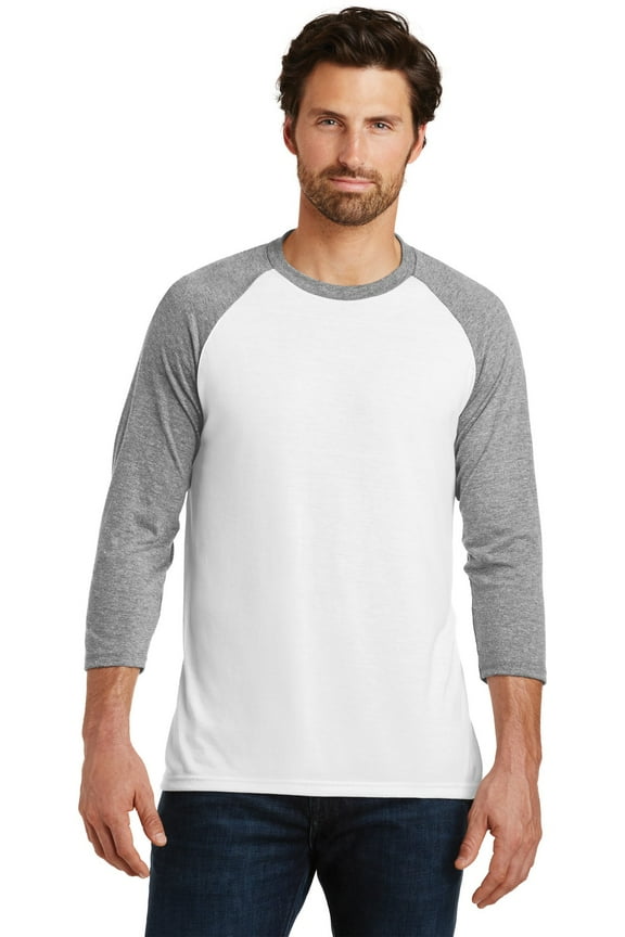 Made Mens Perfect Tri 3/4 Sleeve Raglan-3XL (Grey Frost/ White)