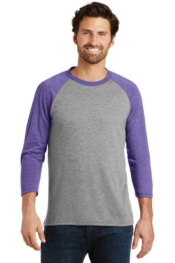 Mens Perfect Tri 3/4 Sleeve Raglan-L (Purple Frost/ Grey Frost)