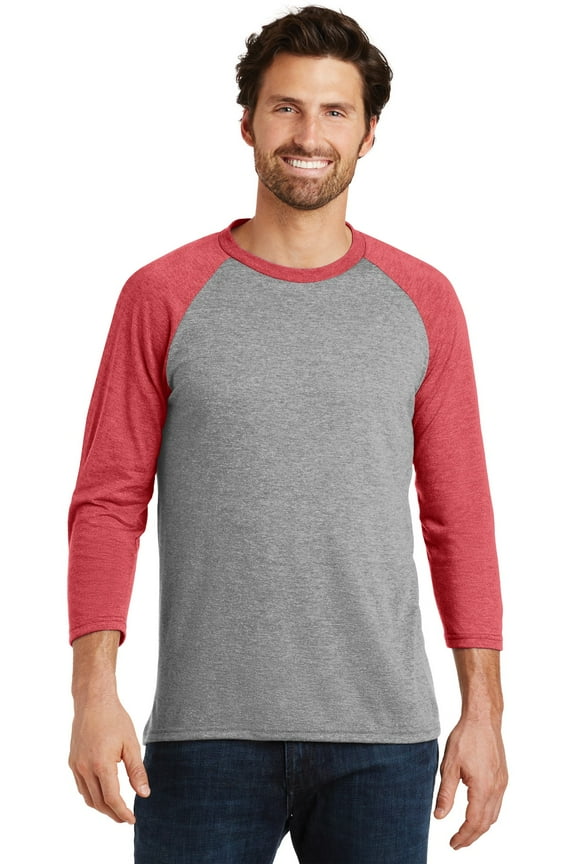 Mens Perfect Tri 3/4 Sleeve Raglan-XL (Red Frost/ Grey Frost)