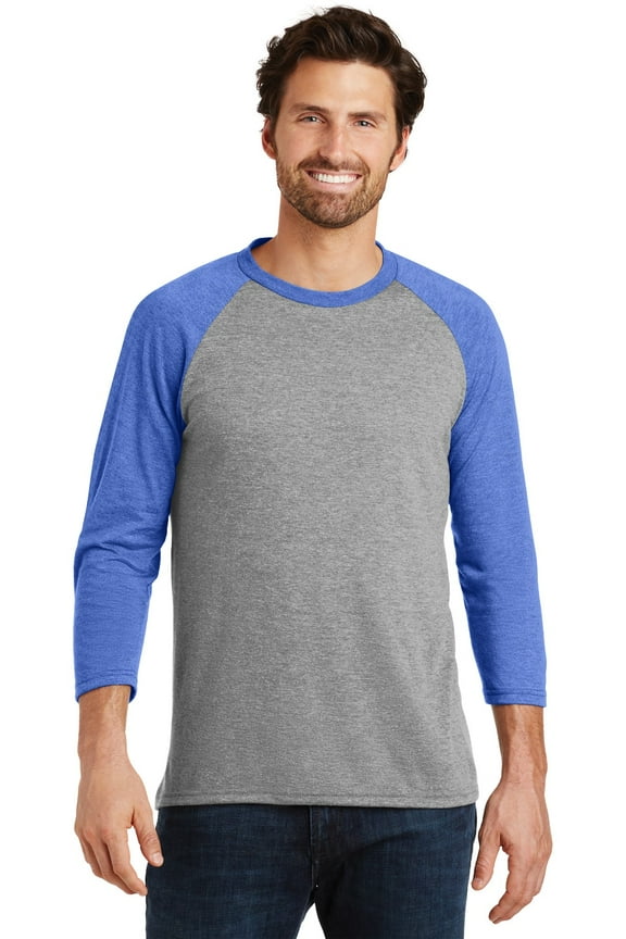 Mens Perfect Tri 3/4 Sleeve Raglan-XL (Royal Frost/ Grey Frost)