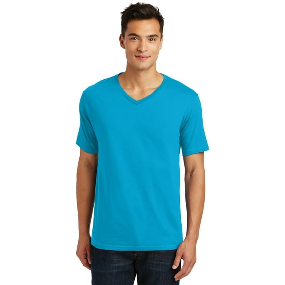 District Made Mens Perfect Weight V Neck Tee-XS (Bright Turquoise)