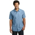 thumbnail image 1 of District Made Mens Short Sleeve Washed Woven Shirt-3XL (Light Blue), 1 of 6