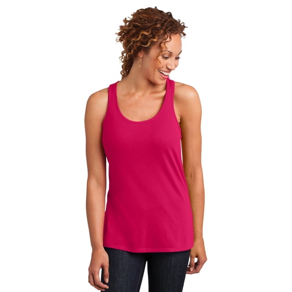 District DM420 Ladies Solid Gathered Racerback Tank, Watermelon, 4XL
