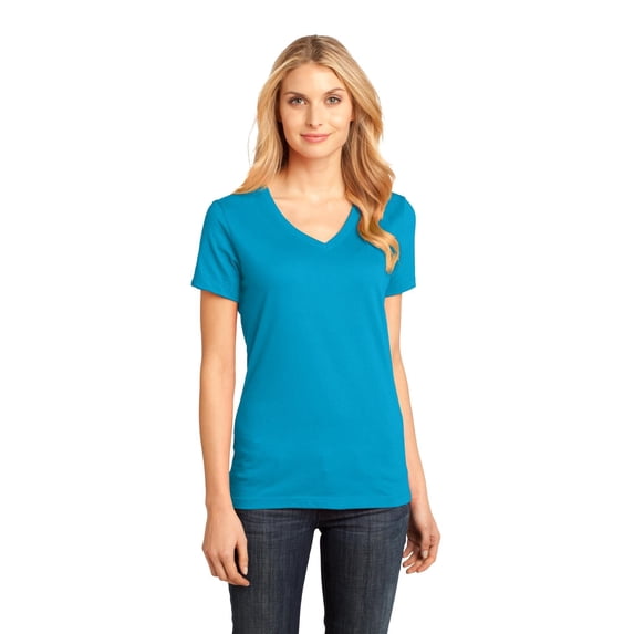 District Made Women's Perfect Weight V-Neck T-Shirt_Bright Turqu_X-Small