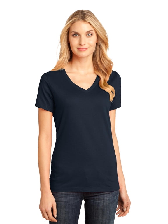 Made Women's Short sleeve Cotton V-Neck T Shirts DM1170L