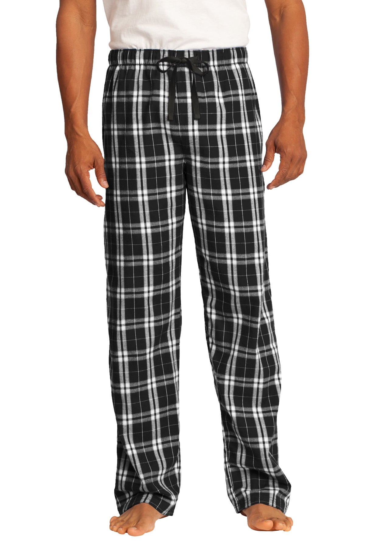 Mens Black & Gray Buffalo Plaid Flannel Jogger Sleep Pants Pajama Bottoms  Large 