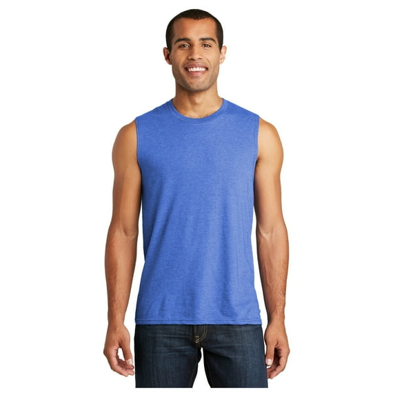 District Men's V.I.T. Sleeveless Muscle Tank Top Royal Frost Large
