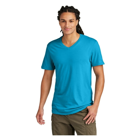 District Men's Young Short Sleeve Very Important V-Neck Tee Light Turquoise Medium
