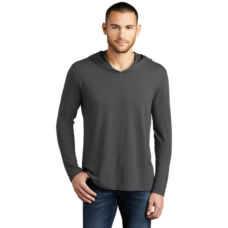 District Perfect Tri Long Sleeve Hoodie - DM139 - Charcoal, S