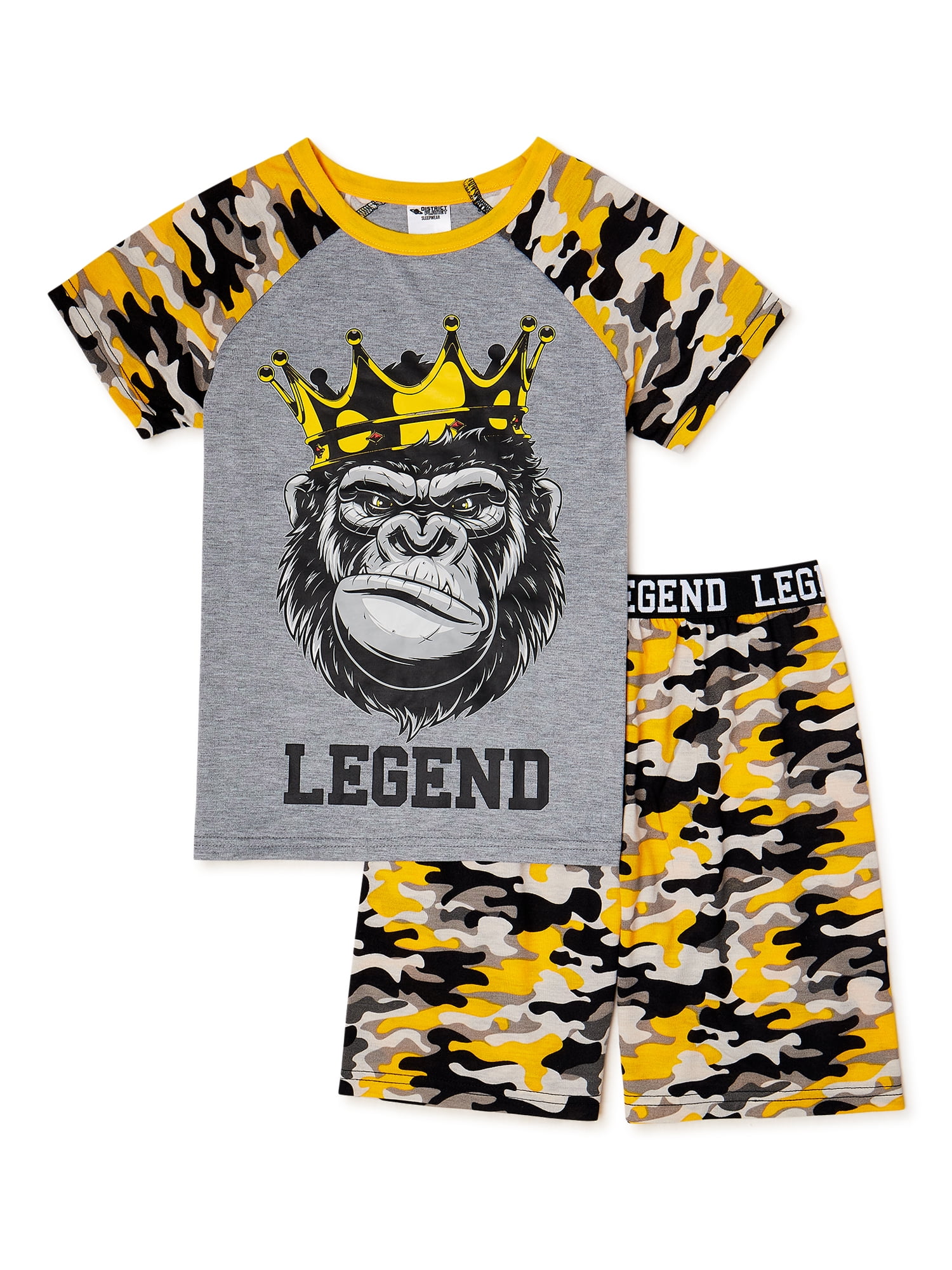 District Boys 2 Piece Short Sleeve Top and Shorts Pajama Sleep