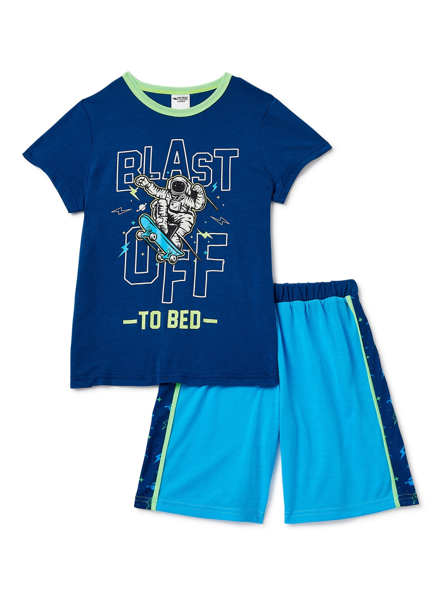 District Boys Short Sleeve Sleep Shirt and Shorts, 2Piece