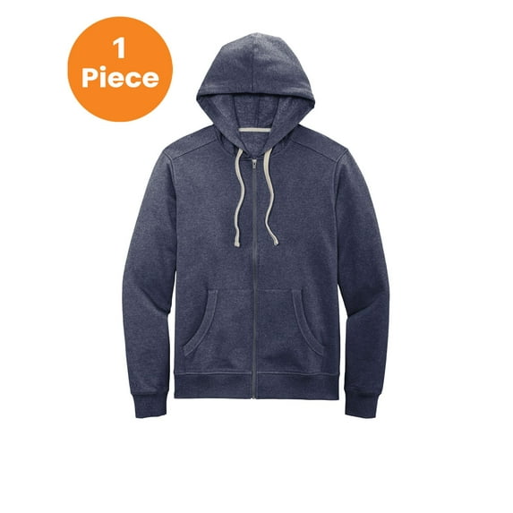 District Recycled Full-Zip Fleece Hoodie. DT8102, Heathered Navy, L, Mens Hoodies
