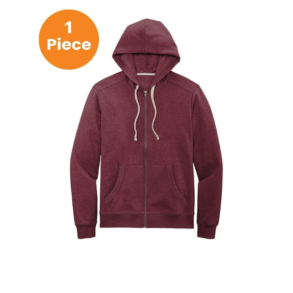 District Recycled Full-Zip Fleece Hoodie. DT8102, Maroon Heather, XS, Mens Hoodies and Sweatshirts