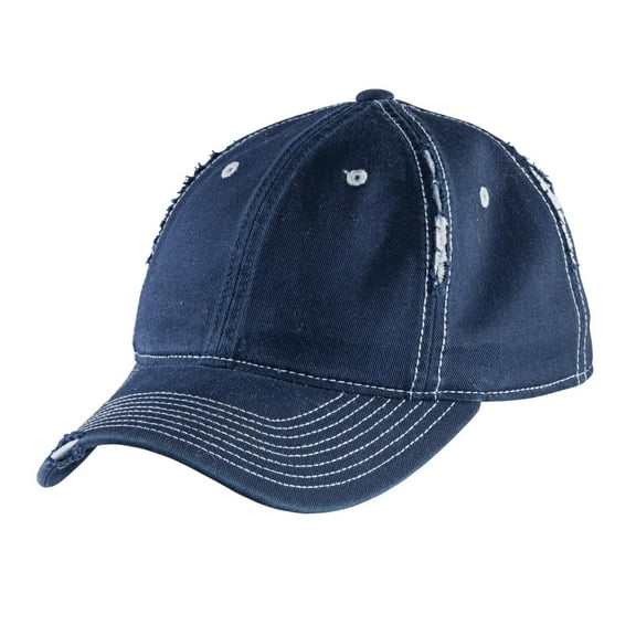 District   Rip and Distressed Cap DT612-One Size (New Navy/Light Blue)