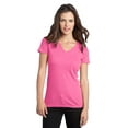 thumbnail image 1 of District Threads Juniors Concert Tee V-Neck. Neon Pink. S., 1 of 1