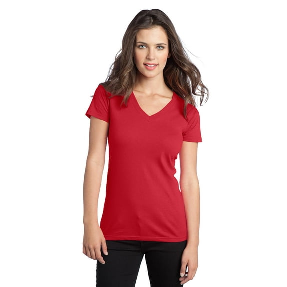 District Threads Juniors Concert Tee V-Neck. New Red. S.