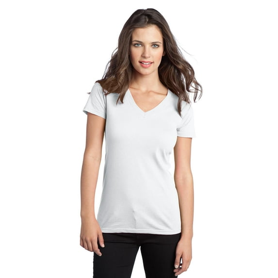 District Threads Juniors Concert Tee V-Neck. White. M.