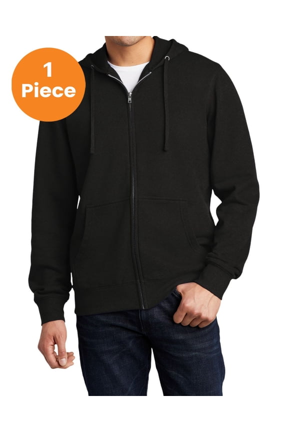 District V.I.T. Custom Full-Zip Fleece Hoodie. DT6102, Black, 4XL, Big and Tall Hoodies and Sweatshirts