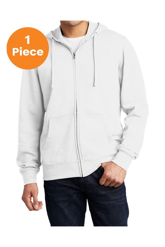 District V.I.T. Custom Full-Zip Fleece Hoodie. DT6102, White, 4XL, Mens Hoodies and Sweatshirts