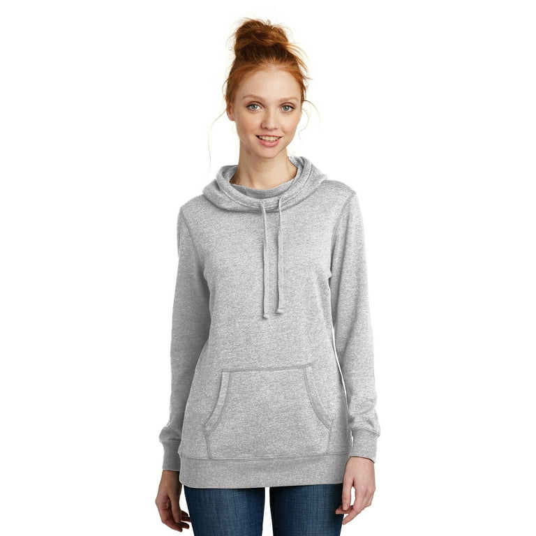 District Women Lightweight Fleece Hoodie. Dm493 DM493 Heathered Grey L