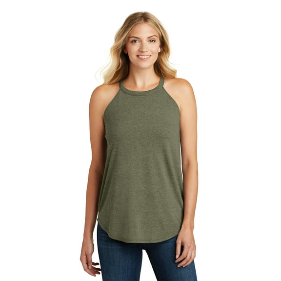 District Women'S Perfect Tri Rocker Tank. Dt137L, DT137L ,Military Green Frost, M