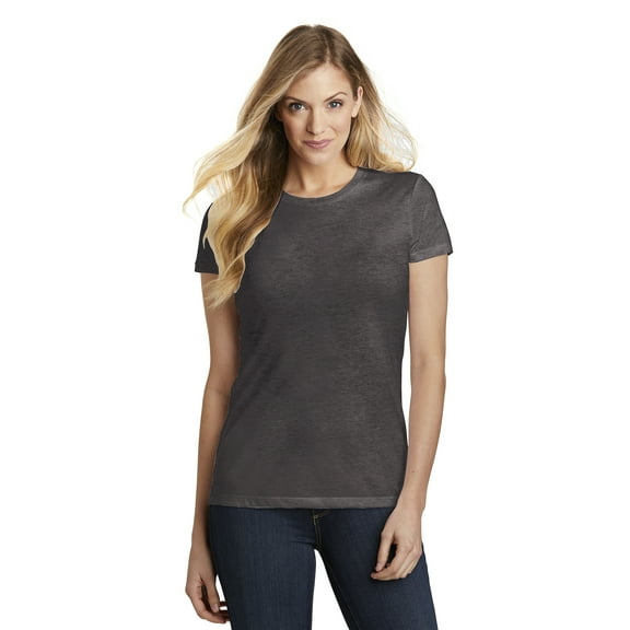 District Women's Fitted Perfect Tri Tee Dt155 - Heathered Charcoal - 4XL