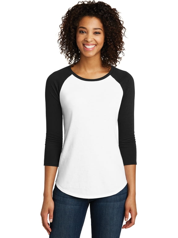 Women's Fitted Very Important Tee 3/4-Sleeve Raglan Dt6211 - Black/ White - 3XL