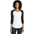 thumbnail image 1 of District Women's Fitted Very Important Tee 3/4-Sleeve Raglan Dt6211 Black/ White XS, 1 of 4
