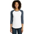 thumbnail image 1 of District Women's Fitted Very Important Tee 3/4-Sleeve Raglan Dt6211 Heathered Navy/ White 3XL, 1 of 4